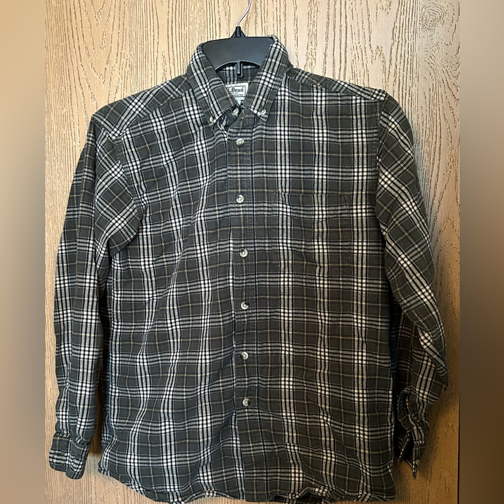 LL Bean Green Flannel Mens Size S